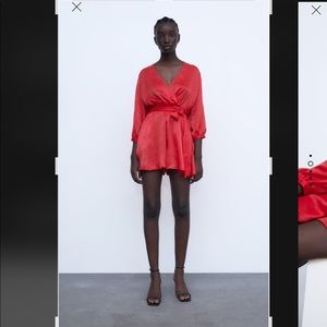 Satin effect bow jumpsuit romper Zara like new